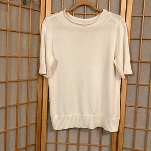 White 3/4 sleeve petite sweater